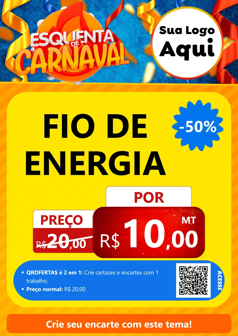 Modelo de Cartaz para Cartaz A4 Vertical com o tema Esquenta de Carnaval para Materiais Elétricos