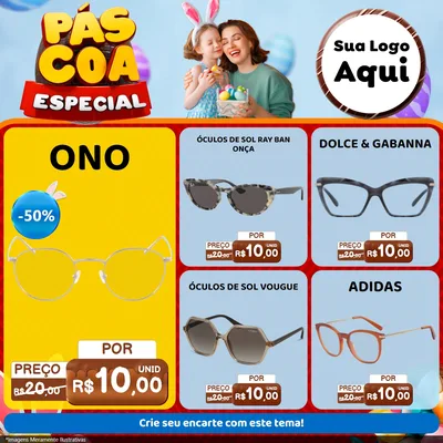 Modelo de Rede Social para Feed Facebook com o tema Páscoa Especial para Óticas