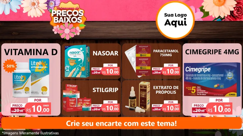 Modelo de TV para TV Horizontal com o tema Primavera de Preços Baixos para Farmácia