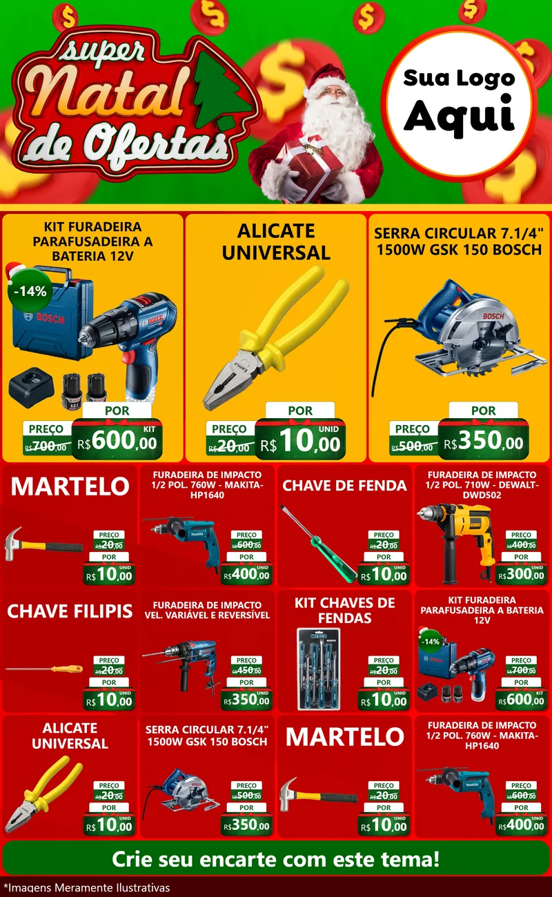 Modelo de Encarte para Encarte Grande com o tema Super Natal de Ofertas para Maquinas e Ferramentas