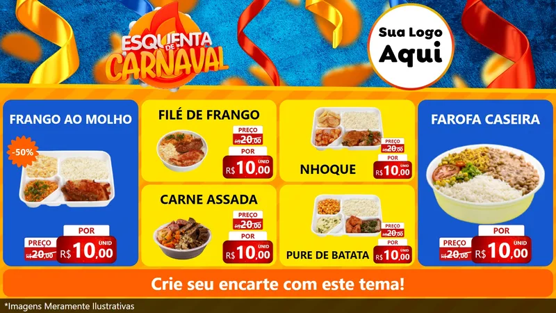 Modelo de TV para TV Horizontal com o tema Esquenta de Carnaval para Restaurante