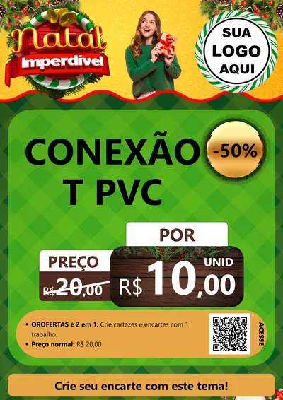 Modelo de Cartaz para Cartaz A4 Vertical com o tema Natal Imperdível para Tubos e conexões