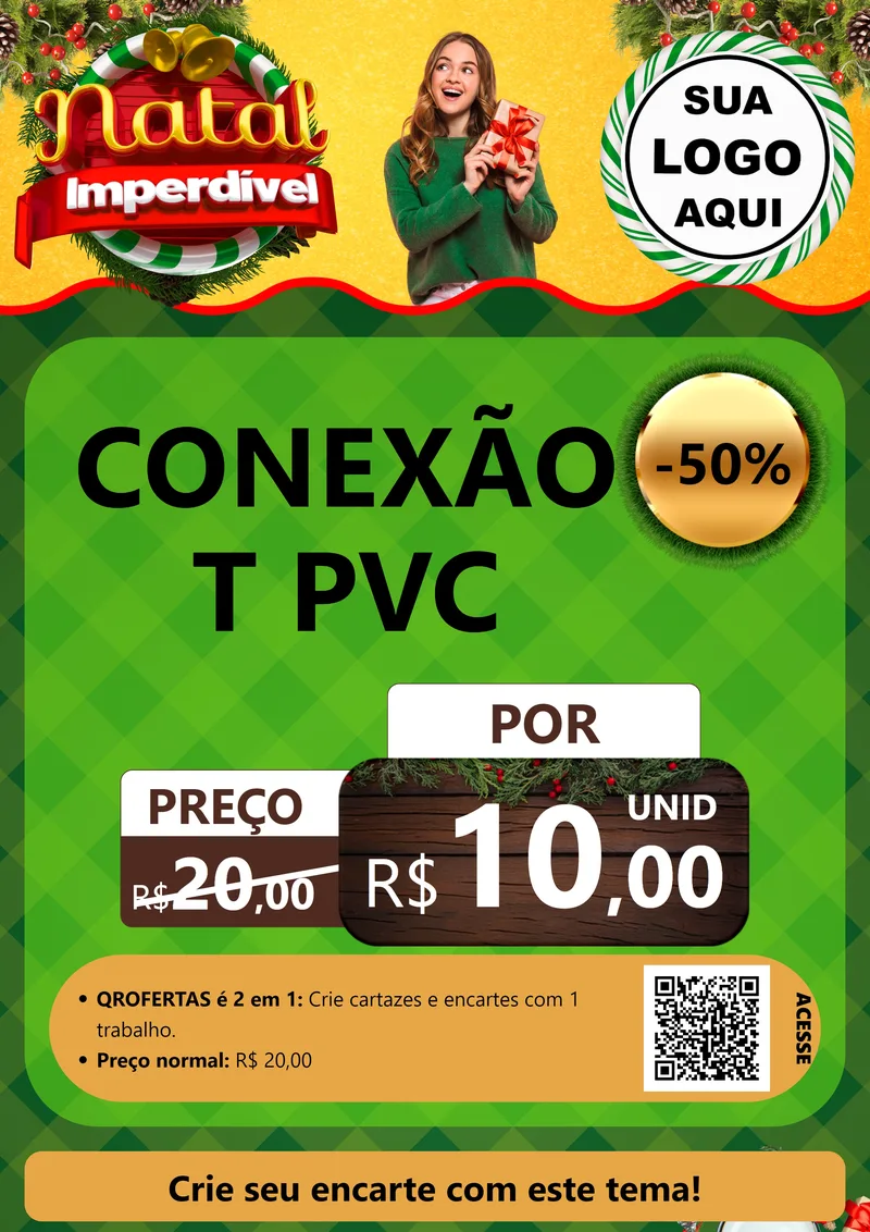 Modelo de Cartaz para Cartaz A4 Vertical com o tema Natal Imperdível para Tubos e conexões