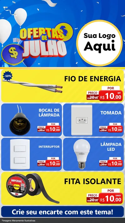 Modelo de TV para TV Vertical com o tema Ofertas de Julho para Materiais Elétricos
