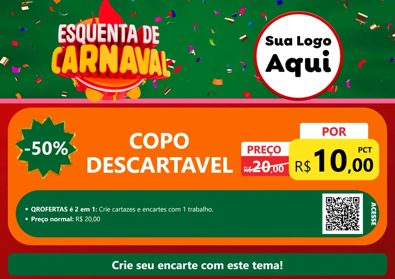 Modelo de Cartaz para Cartaz A4 Horizontal com o tema Esquenta de Carnaval para Embalagens