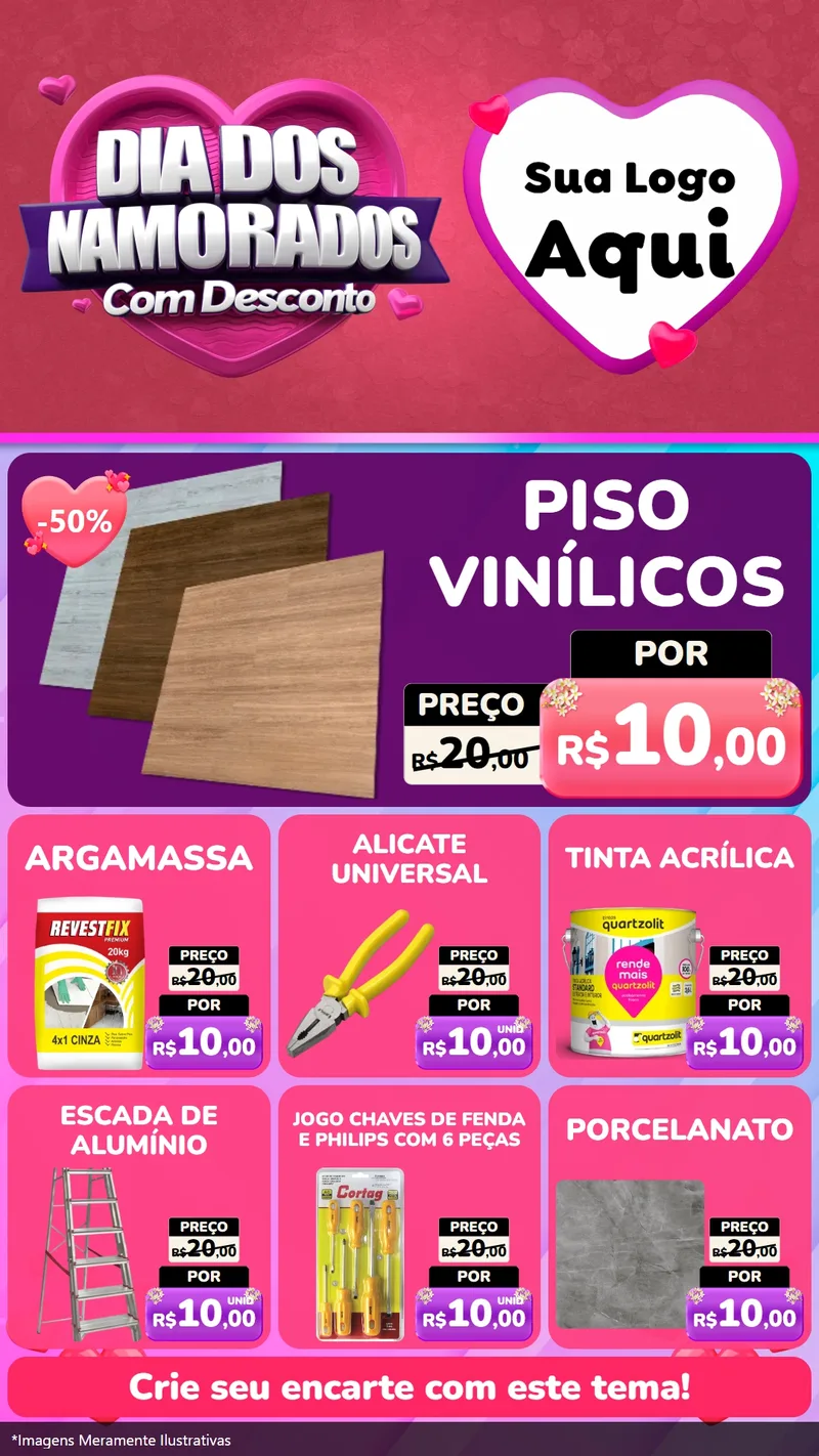 Modelo de Rede Social para Stories com o tema Dia Dos Namorados Com Desconto para Material para Construção