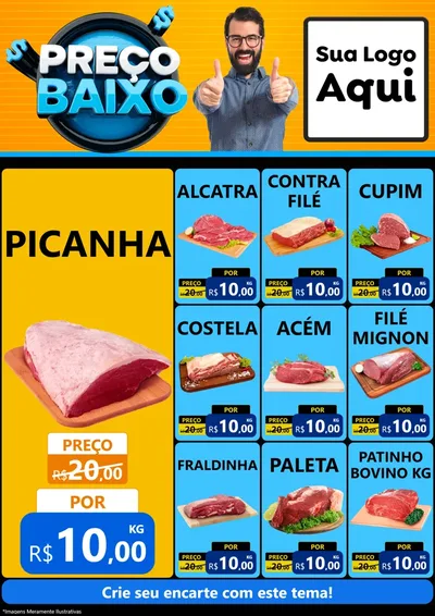 Modelo de Encarte para Encarte A4 Vertical com o tema Preço Baixo para Açougue