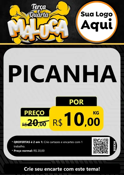Modelo de Cartaz para Cartaz A4 Vertical com o tema Terça e Quarta Maluca para Açougue