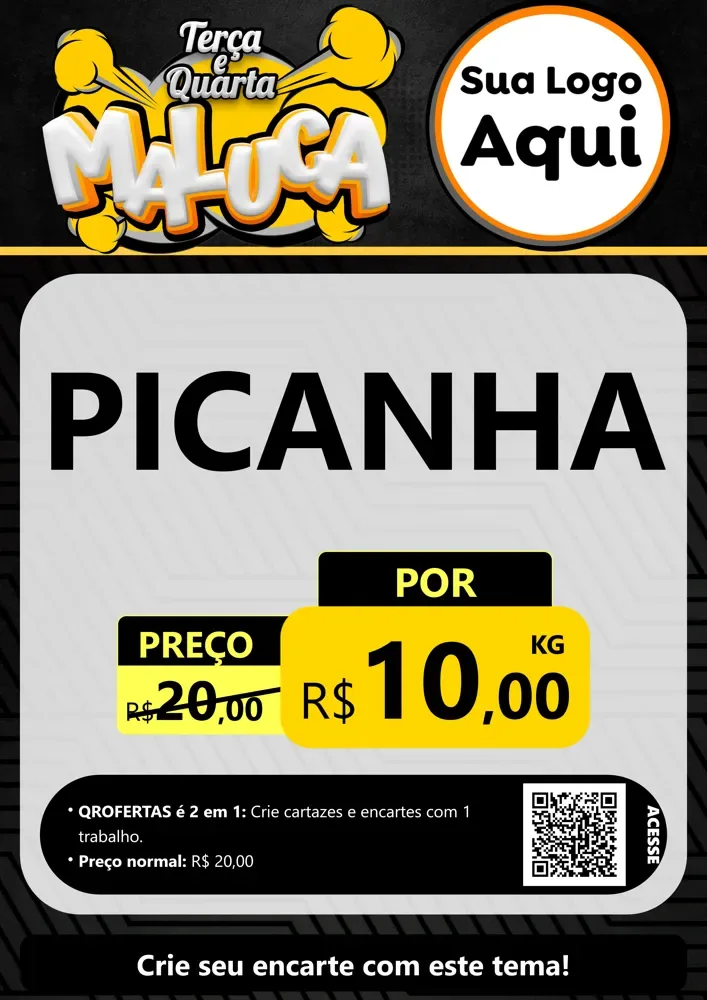 Modelo de Cartaz para Cartaz A4 Vertical com o tema Terça e Quarta Maluca para Açougue