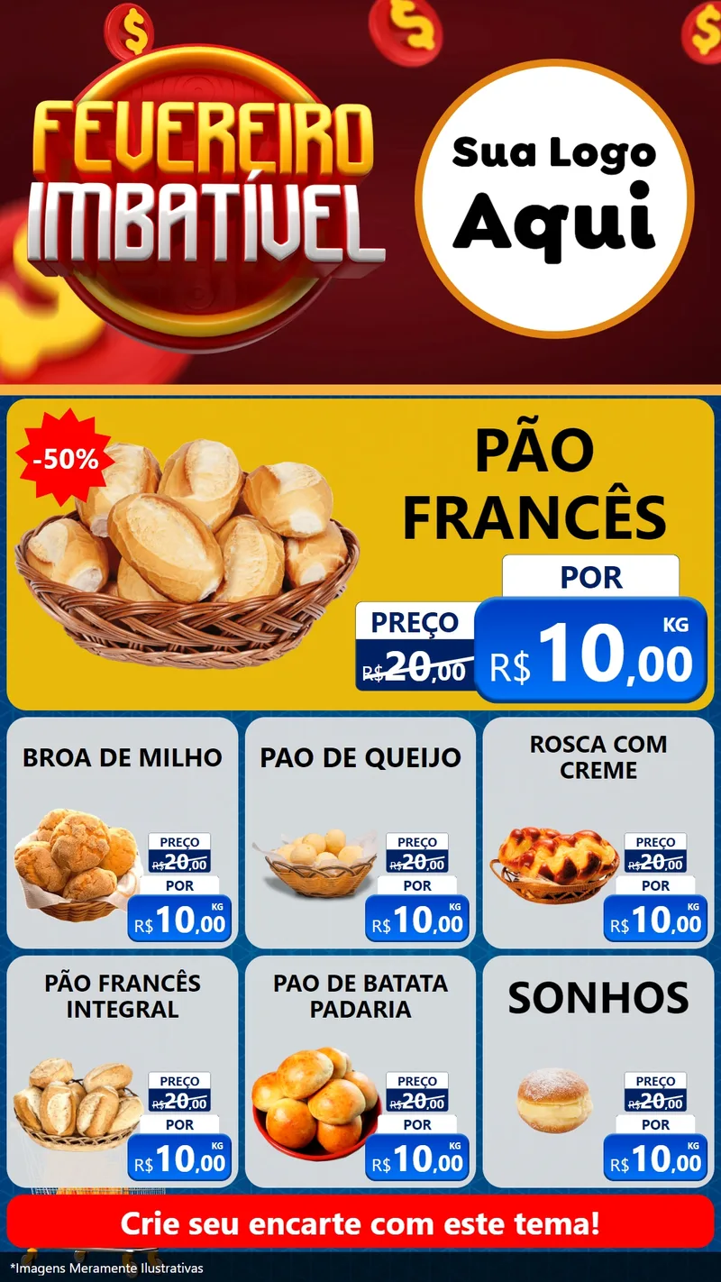 Modelo de Rede Social para Stories com o tema Fevereiro Imbatível para Padaria