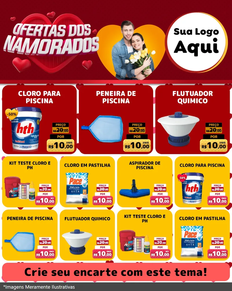 Modelo de Rede Social para Feed Instagram com o tema Ofertas Dos Namorados para Produtos para Piscina