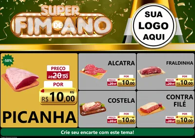 Modelo de Encarte para Encarte A4 Horizontal com o tema Super Fim de Ano para Açougue