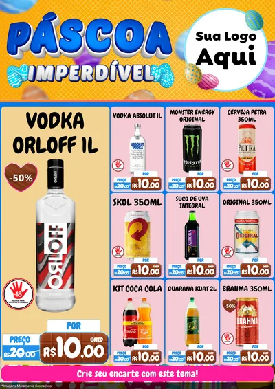 Modelo de Encarte para Encarte A4 Vertical com o tema Páscoa Imperdível para Distribuidora de bebidas