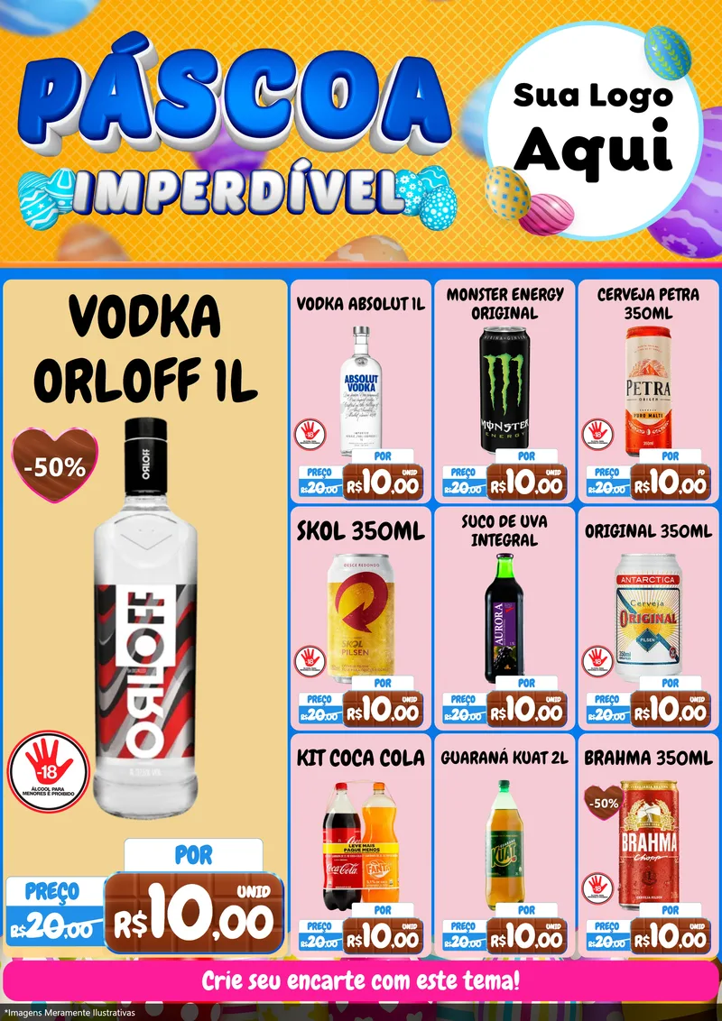 Modelo de Encarte para Encarte A4 Vertical com o tema Páscoa Imperdível para Distribuidora de bebidas