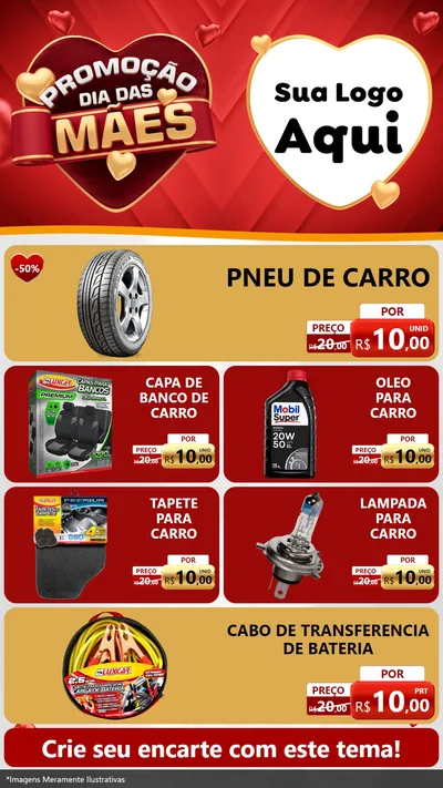 Modelo de TV para TV Vertical com o tema Promoção Dia das Mães para Auto peças