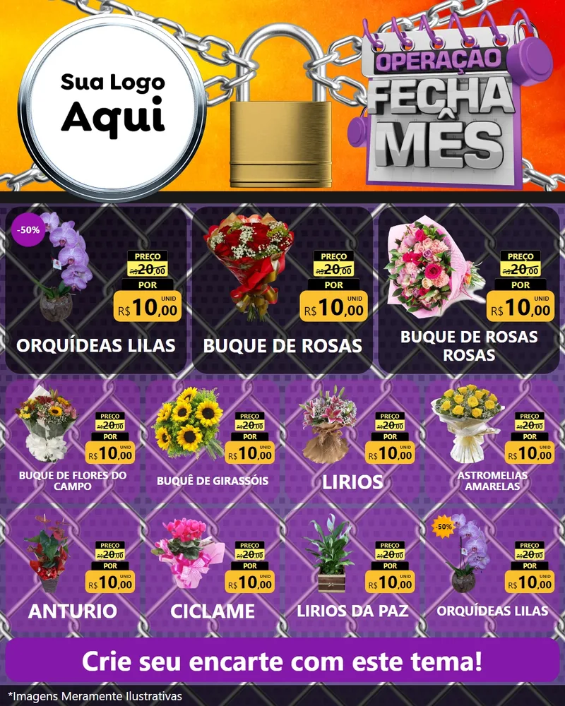 Modelo de Rede Social para Feed Instagram com o tema Operação Fecha Mês para Floricultura e jardim