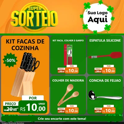 Modelo de Rede Social para Feed Facebook com o tema Super Sorteio para Utilidades Domésticas