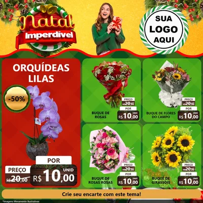 Modelo de Rede Social para Feed Facebook com o tema Natal Imperdível para Floricultura e jardim