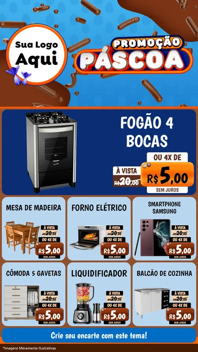 Modelo de Rede Social para Stories com o tema Promoção Páscoa para Móveis e Eletro