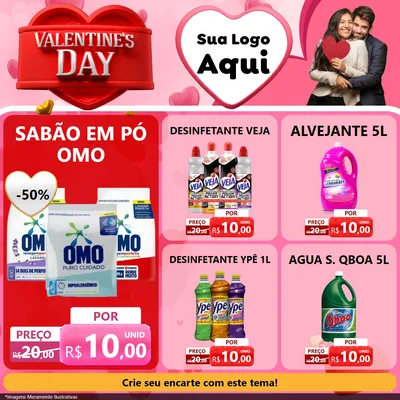 Modelo de Rede Social para Feed Facebook com o tema Valentine's Day para Produtos de Limpeza