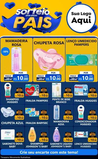 Modelo de Encarte para Encarte Grande com o tema Sorteio Dia dos Pais para Bebês