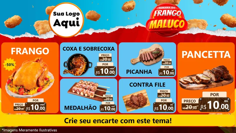 Modelo de TV para TV Horizontal com o tema Semana do Frango Maluco para Assados