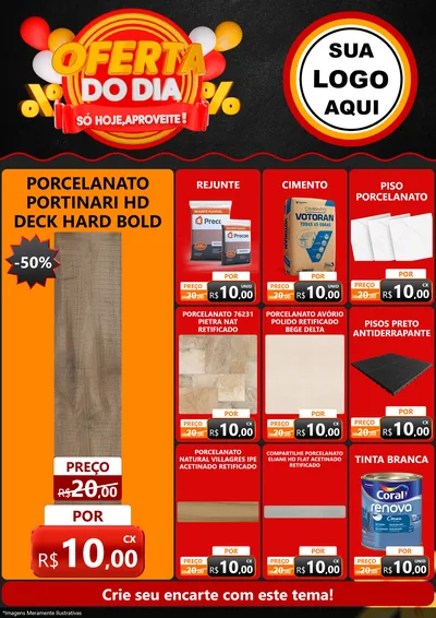 Modelo de Encarte para Encarte A4 Vertical com o tema Oferta do Dia - Só hoje, Aproveite! para Pisos e revestimentos
