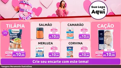 Modelo de TV para TV Horizontal com o tema Dia da Mulher para Peixaria