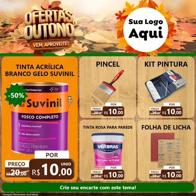 Modelo de Rede Social para Feed Facebook com o tema Ofertas de Outono - Vem, Aproveite! para Tintas e Ferramentas