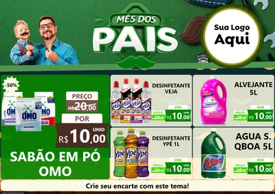 Modelo de Encarte para Encarte A4 Horizontal com o tema Mês dos Pais para Produtos de Limpeza