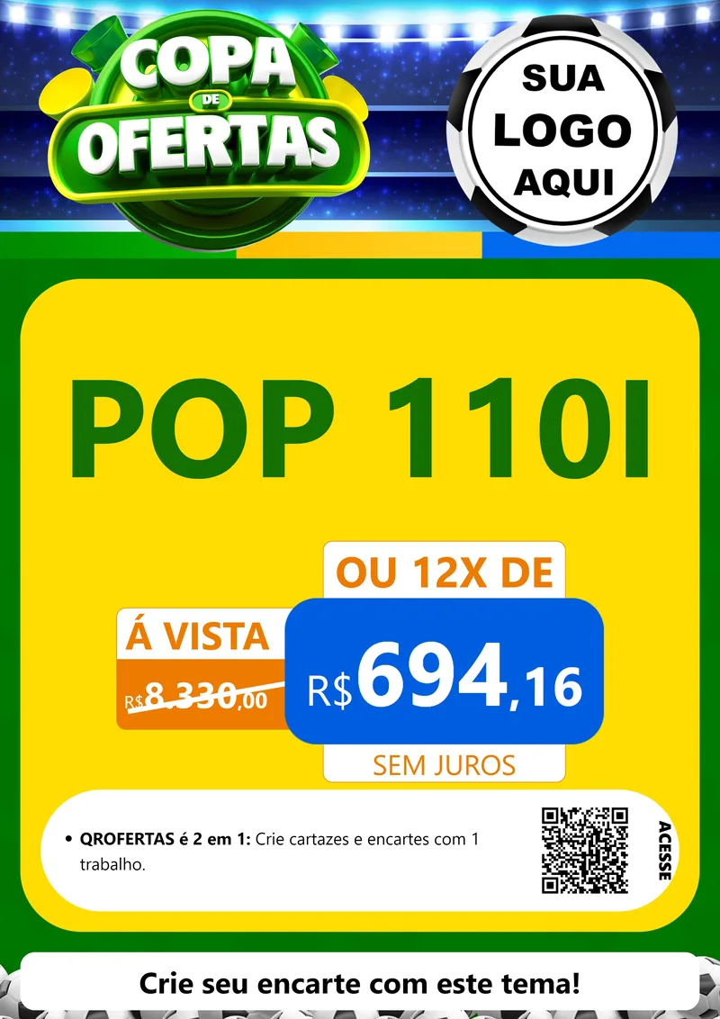 Modelo de Cartaz para Cartaz A4 Vertical com o tema Copa de Ofertas para Concessionaria de Motos