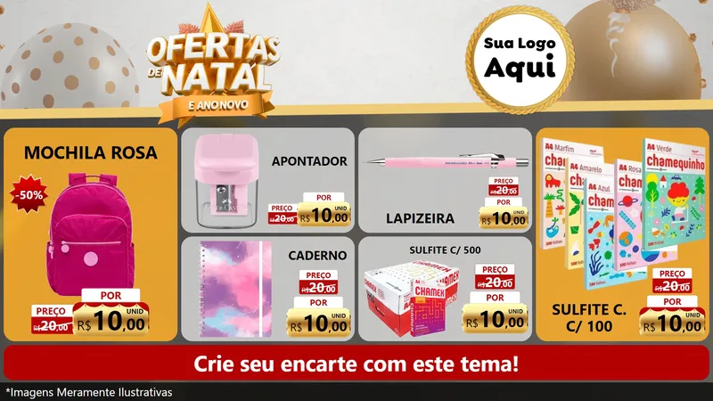 Modelo de TV para TV Horizontal com o tema Ofertas De Natal E Ano Novo para Papelaria