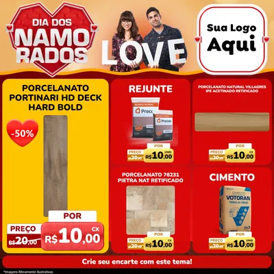 Modelo de Rede Social para Feed Facebook com o tema Dia dos Namorados para Pisos e revestimentos