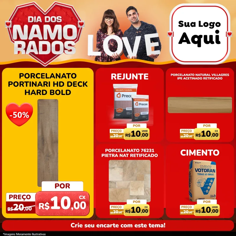 Modelo de Rede Social para Feed Facebook com o tema Dia dos Namorados para Pisos e revestimentos
