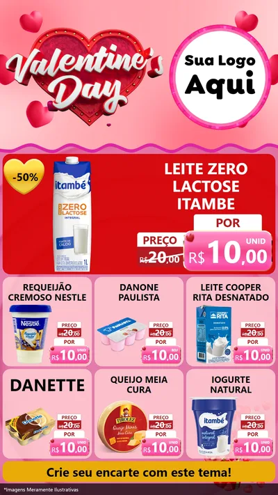 Modelo de Rede Social para Stories com o tema Valentine's Day para Frios e Laticínios