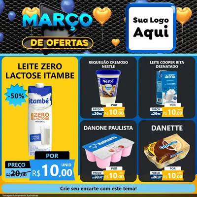 Modelo de Rede Social para Feed Facebook com o tema Março de Ofertas para Frios e Laticínios