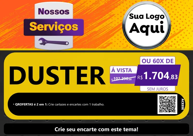 Modelo de Cartaz para Cartaz A4 Horizontal com o tema Nossos Serviços para Concessionaria de Carros