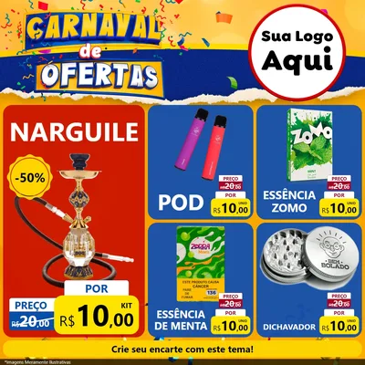 Modelo de Rede Social para Feed Facebook com o tema Carnaval de Ofertas para Tabacaria