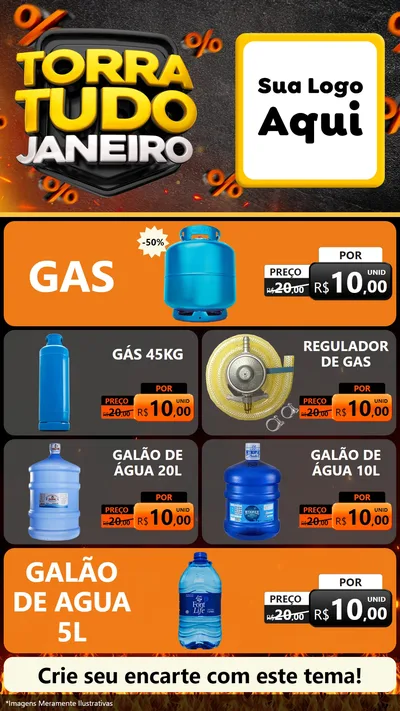 Modelo de TV para TV Vertical com o tema Torra Tudo Janeiro para Água e gás