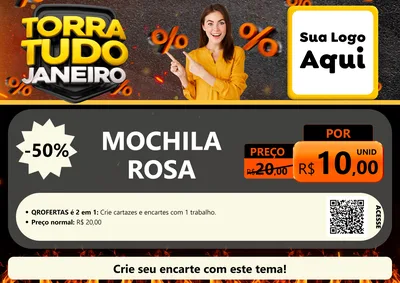 Modelo de Cartaz para Cartaz A4 Horizontal com o tema Torra Tudo Janeiro para Papelaria