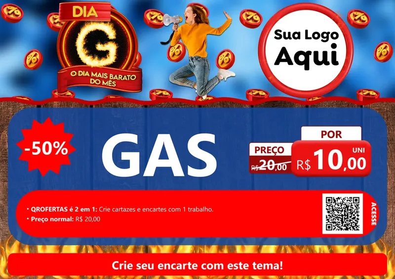Modelo de Cartaz para Cartaz A4 Horizontal com o tema Dia G - O Dia Mais Barato Do Mês para Água e gás