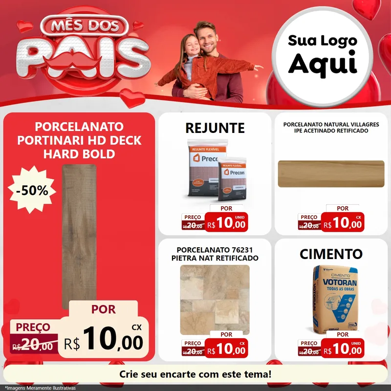 Modelo de Rede Social para Feed Facebook com o tema Mês dos Pais para Pisos e revestimentos