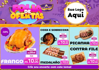 Modelo de Encarte para Encarte A4 Horizontal com o tema Folia de Ofertas para Assados