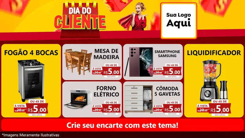 Modelo de TV para TV Horizontal com o tema Dia do Cliente para Móveis e Eletro