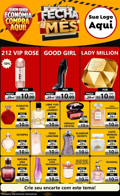 Modelo de Encarte para Encarte Grande com o tema Fecha Mês para Perfumes