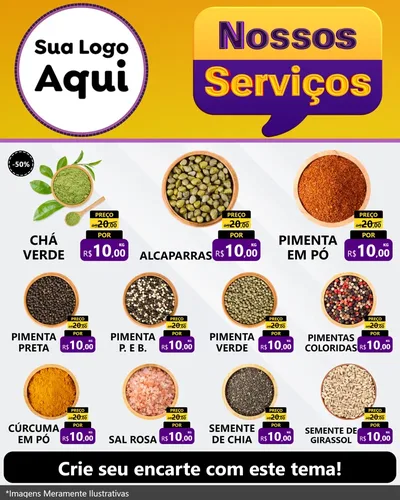 Modelo de Rede Social para Feed Instagram com o tema Nossos Serviços para Produtos Naturais