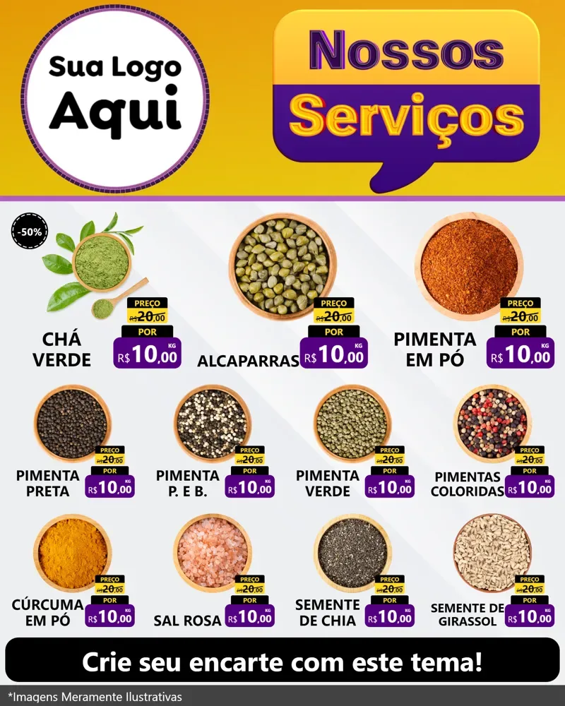 Modelo de Rede Social para Feed Instagram com o tema Nossos Serviços para Produtos Naturais