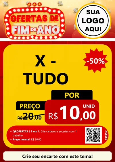 Modelo de Cartaz para Cartaz A4 Vertical com o tema Ofertas de Fim de Ano para Hamburgueria