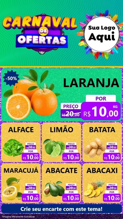 Modelo de Rede Social para Stories com o tema Carnaval de Ofertas para Hortifrúti