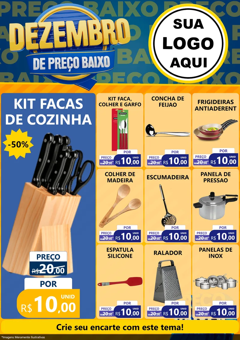 Modelo de Encarte para Encarte A4 Vertical com o tema Dezembro de Preço Baixo para Utilidades Domésticas
